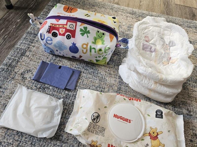 Boxy Zipper Diaper Pouch, Wipes Pouch, Diaper Bag Organizer, Jungle Animals Print, Baby Shower Gift, Gift for  Animal Lover