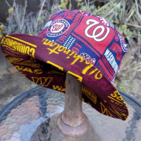 Washington Commanders / Nationals Bucket Hat, Handmade, Reversible, Sizes up to 4XL, fishing hat, sun hat, floppy hat, ponytail hat, football, baseball