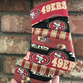 Small 9" SF 49ers Christmas Stocking, Quilted Niners Christmas Stocking, San Francisco 49ers Christmas Stocking,  handmade 