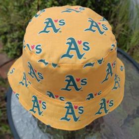 A's Bucket Hat, Athletics Hat, Handmade, Reversible to Green, Adults & Children Sizes up to 4XL, fishing hat, ponytail hat, sun hat, floppy hat, baseball