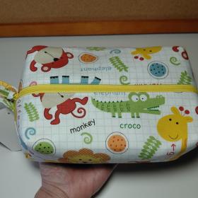 Boxy Zipper Diaper Pouch, Wipes Pouch, Diaper Bag Organizer, Jungle Animals Print, Baby Shower Gift, Gift for  Animal Lover