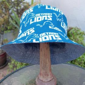 Detroit Lions Bucket Hat, Handmade, Reversible to Grey, Sizes up to 4XL, summer hat, fishing hat, sun hat, floppy hat, ponytail hat, Michigan sports, football