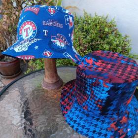 Texas Rangers Bucket Hat, Handmade, Reversible, Sizes up to 4XL, fishing hat, sun hat, floppy hat, ponytail hat, baseball