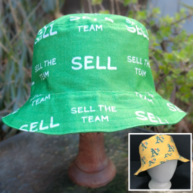 SELL the Team Bucket Hat, Reversible to Green A's with Red Heart on Golden Yellow, Unisex Sizes up to 4XL, Oakland, floppy hat, sun hat, adults and older children, handmade