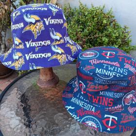 Minnesota Vikings / Twins Bucket Hat, Handmade, Reversible, Sizes up to 4XL, fishing hat, sun hat, floppy hat, ponytail hat, football, baseball