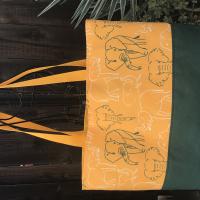 Tote bag, canvas bottom, green & white elephant outlines, hook & loop, one interior pocket, polypropylene straps, Oakland A's Athletics