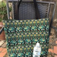 Tote bag, elephants print canvas (water bottle not included)