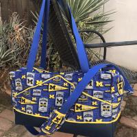 Front - Handmade UofM duffle bag from licensed fabric