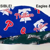 Reversible Unisex Phillies / Eagles scrub cap, tie back