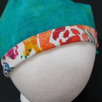 Reversible scrub cap short & medium length hair, ties, pony tail, nurse tech technician doctor medical chemo hat head cover watercolor white