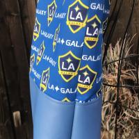 Side view of LA Galaxy handmade tote bag