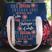 Large Sturdy Chicago Cubs Tote Bag, canvas, polypro straps, snap closure, sports team fan gift