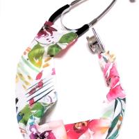 Watercolor White Floral Stethoscope cover, sleeve sock scrunchie scrunchy protec
