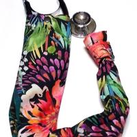 Watercolor Black Floral Stethoscope cover, sleeve sock scrunchie scrunchy protec