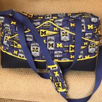 Front - Handmade UofM duffle bag from licensed fabric