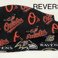 Reversible Unisex Baltimore Orioles & Ravens scrub cap, tie back, cotton, surgical skull nurse tech technician doctor medical hat Baltimore teams