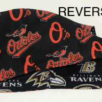 Baltimore Orioles & Ravens scrub cap, reversible, tie back, cotton, surgical skull nurse tech technician doctor medical hat Baltimore teams