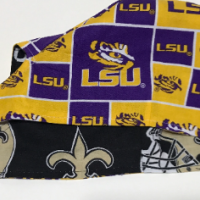 Reversible New Orleans Saints and LSU scrub cap, cotton