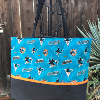 SJ San Jose Sharks tote bag, canvas bottom and lining