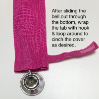 Wrap & secure tab around stethoscope cover