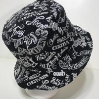 Garden Theme Bucket Hat, Black & White, Reversible Gardening Hat, Sizes up to 4XL, Cotton, Gift for Gardener, Farmers' Market Vegetables, adults or older children