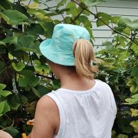 Aqua / White Reversible Watercolor Floral Bucket Hat, Sizes up to 4XL, Multicolor Summer Flowers, Sun Hat, Floppy Hat, Tropical Hat