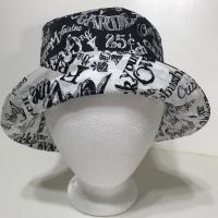 Garden Theme Bucket Hat, Black & White, Reversible Gardening Hat, Sizes up to 4XL, Cotton, Gift for Gardener, Farmers' Market Vegetables, adults or older children