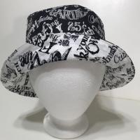 Garden Theme Bucket Hat, Black & White, Reversible Gardening Hat, Sizes S-XXL, Cotton, Gift for Gardener, Farmers' Market Vegetables, adults or older children