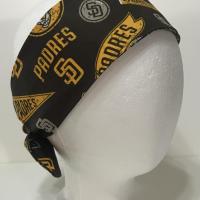 3” wide San Diego Padres headband, self tie, hair wrap, head wrap, pin up style, scarf, bandana, retro style, rockabilly, baseball, handmade