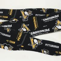 3” wide Pittsburgh Penguins headband, self tie, pin up style, hair tie, scarf, bandana, retro style, rockabilly, handmade