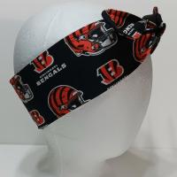 3” wide Cincinnati Bengals headband, self tie, pin up style, hair tie, scarf, bandana, retro style, rockabilly, handmade