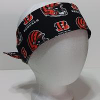 3” wide Cincinnati Bengals headband, self tie, pin up style, hair tie, scarf, bandana, retro style, rockabilly, handmade