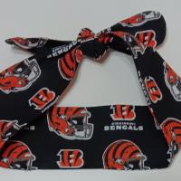 3” wide Cincinnati Bengals headband, self tie, pin up style, hair tie, scarf, bandana, retro style, rockabilly, handmade