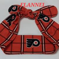 FLANNEL 3” wide Philadelphia Flyers headband, self tie, hair wrap, hair tie, pin up style, scarf, bandana, retro, rockabilly, handmade