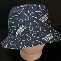 I'd Rather Be Fishing Bucket Hat, Fishing Theme, Reversible, Sizes S-XXL, summer hat, fishing hat, ponytail hat, sun hat, floppy hat