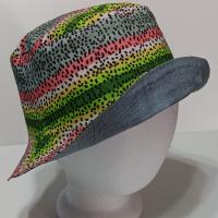 Trout Fishing Theme Bucket Hat, Fly Fishing, Reversible, Sizes S-XXL, summer hat, fishing hat, ponytail hat, sun hat, floppy hat