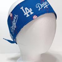 3” Wide LA Dodgers headband, self tie, handmade, hair tie, scarf, pin up style, hair wrap, retro style, rockabilly