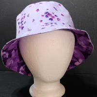 Purple Floral Bucket Hat, Reversible, Flowers,  Sizes S-XXL, Cotton, Gift for Her, Tropical, Ponytail Hat, Floppy Hat, Travel Hat