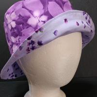 Purple Floral Bucket Hat, Reversible, Purple Flowers,  Sizes up to 4XL, Cotton, Gift for Her, Tropical, Ponytail Hat, Floppy Hat, Travel Hat