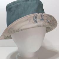 Reversible Blue & Beige Floral Bucket Hat, neutral color, S-XXL, floppy hat, gift for her, ponytail hat, sun hat