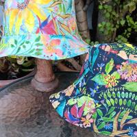 Aqua / Black Reversible Watercolor Floral Bucket Hat, S-XXL, Multicolor Summer Flowers, Sun Hat, Floppy Hat, Tropical Hat