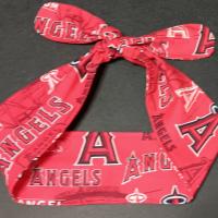 3” Wide Los Angeles Anaheim Angels headband, handmade, hair tie, scarf, pin up style, hair wrap, retro, rockabilly, neck scarf