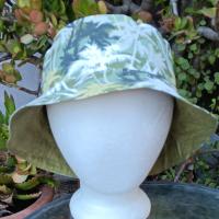 Tropical Theme Bucket Hat, Palm Trees Camouflage, Size Large, floppy hat, fishing hat, sun hat, beach hat, Hawaiian resort cruise vacation hat