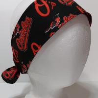 3” wide Baltimore Orioles headband, self tie, hair tie, hair wrap, pin up style, scarf, rockabilly style, handmade