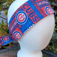 3” Wide Chicago Cubs Headband, hair wrap, pin up, hair tie, head wrap, neck scarf, retro style, rockabilly, top knot, handmade