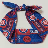 3” Wide Chicago Cubs Headband, hair wrap, pin up, hair tie, head wrap, neck scarf, retro style, rockabilly, top knot, handmade