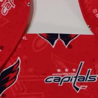 3” Wide Washington Capitals Headband, self tie, hair wrap, pin up, hair tie, scarf, retro style, rockabilly, handmade