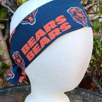 3” wide Chicago Bears headband, self tie, hair tie, pin up style, scarf, bandana, retro style, rockabilly, handmade