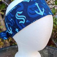 3” Wide Seattle Kraken Headband, handmade, hair wrap, pin up, hair tie, neck scarf, retro style, rockabilly