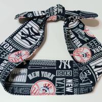 3” Wide NY Yankees headband, self tie, hair wrap, pin up style, hair tie, retro style, rockabilly, handmade, New York Yankees